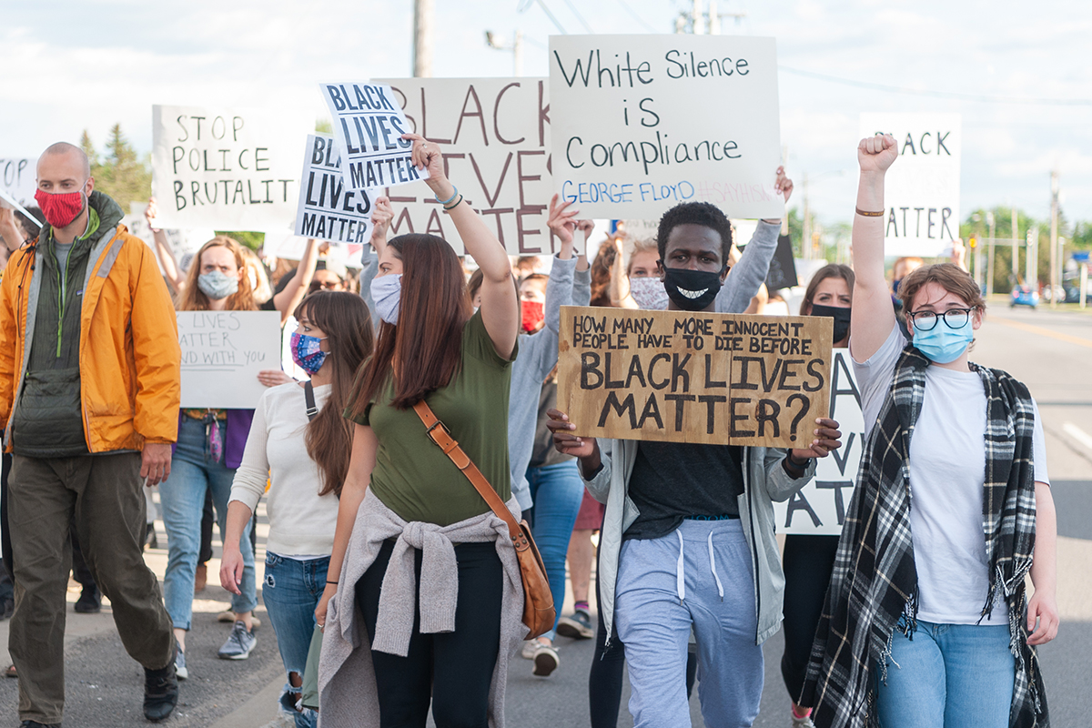 People march in support of Black Lives Matter.
