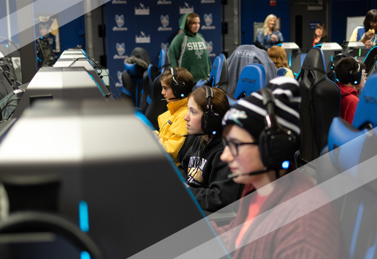 Gamers participate in the Women in Esports event.