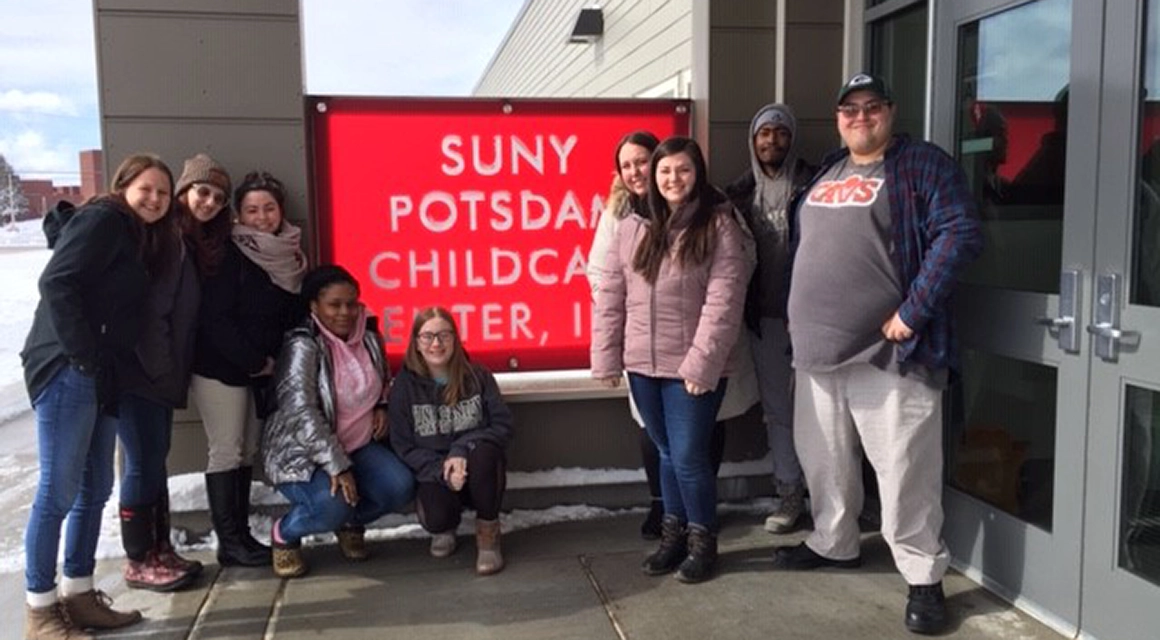 Early Childhood students on a field trip to the SUNY Potsdam Childcare Center.