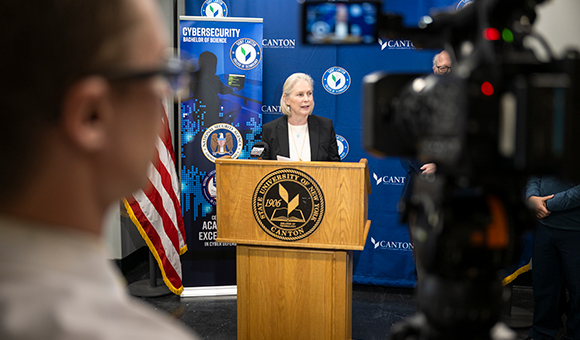 Senator Kirsten Gillibrand speaks at SUNY Canton.