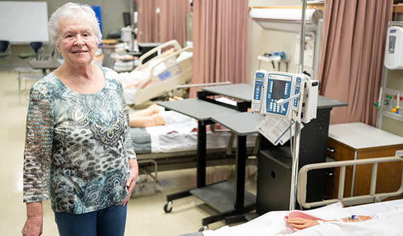 Paula Jacques in the nursing lab.