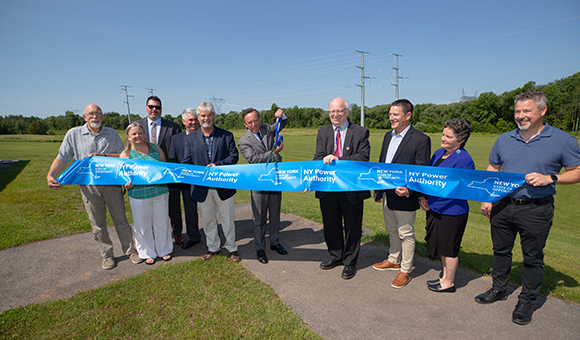 NYPA Acting President Justin E. Driscoll is joined by SUNY Canton President Zvi Szafran and local politicians to celebrate the completion of the SmartPath project.