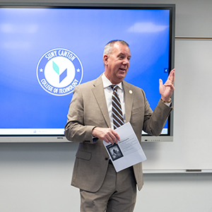 Assemblyman Scott Gray speaks to SUNY Canton's ACE and ASAP students.