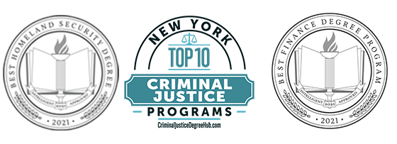 Abound: Adult Undergrad 2021 badge, Top 10 Criminal Justice Programs badge, Intelligent Best Finance Degree Program