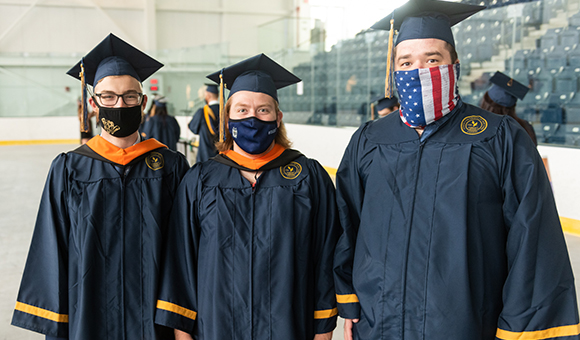 Graduating members of the SUNY Canton steel bridge team include (l to r) Stephen Schermerhorn, Joshua Godbout, and Dale Harris.