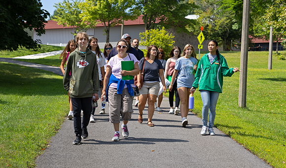 Prospective students and their families tour SUNY Canton’s campus during a recent admissions event.