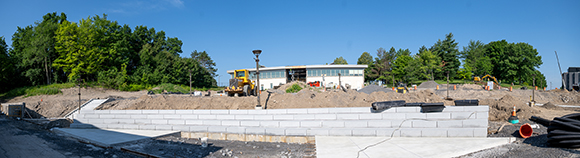 Panoramic view of the new amphitheater outside French Hall.