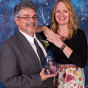 Edward N. Coombs, class of 1986, is SUNY Canton’s 2020 Distinguished Alumnus. He is pictured with his wife, Christine (Howard) Coombs, class of 1985, at the college’s Hall of Fame induction ceremony in 2017.