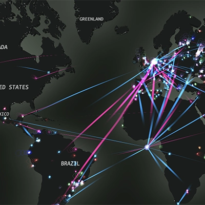 Cybersecurity attacks on a global map