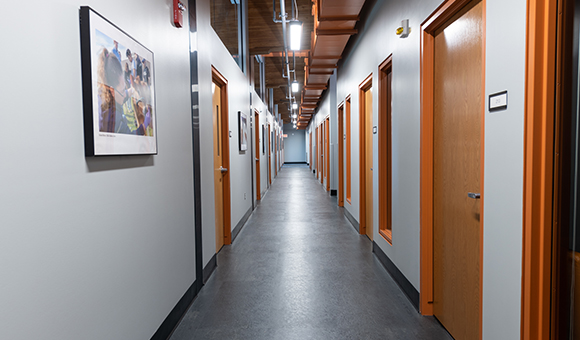 Newly renovated hallway in Dana Hall