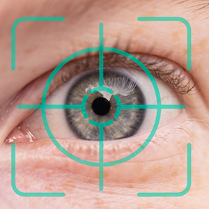 Eye with a tracking target