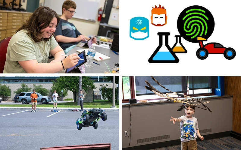 SUNY Canton summer camps: digital manga, RC car racing, student flying an experimental object