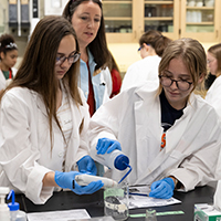 Students test samples in the Water Filtration Lab.